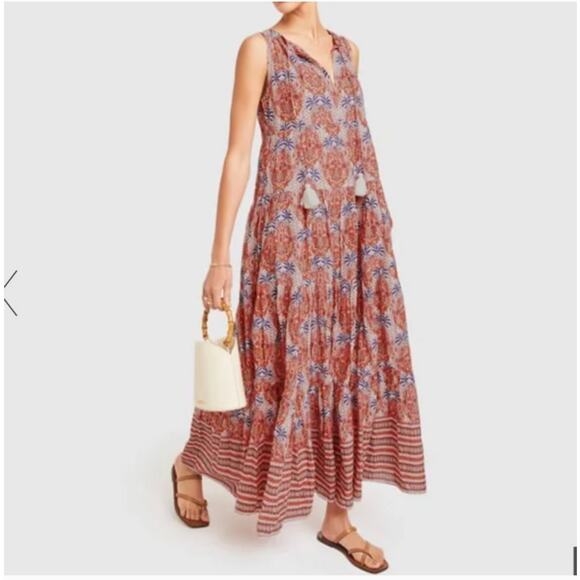 Cara Cara Dresses & Skirts - Cara Cara Grace Maxi Sleeveless Palm Medallion Pattern Dress Women's Size M/L